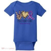 Peace Love Cure Lupus Awareness Purple Ribbon Leopard Gift Baby Bodysuit thumb 0