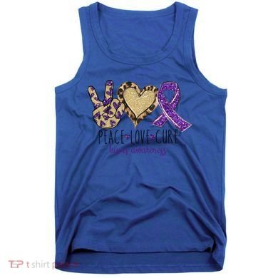 Peace Love Cure Lupus Awareness Purple Ribbon Leopard Gift Tank Top