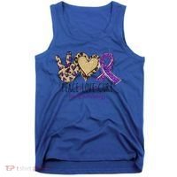 Peace Love Cure Lupus Awareness Purple Ribbon Leopard Gift Tank Top thumb 0