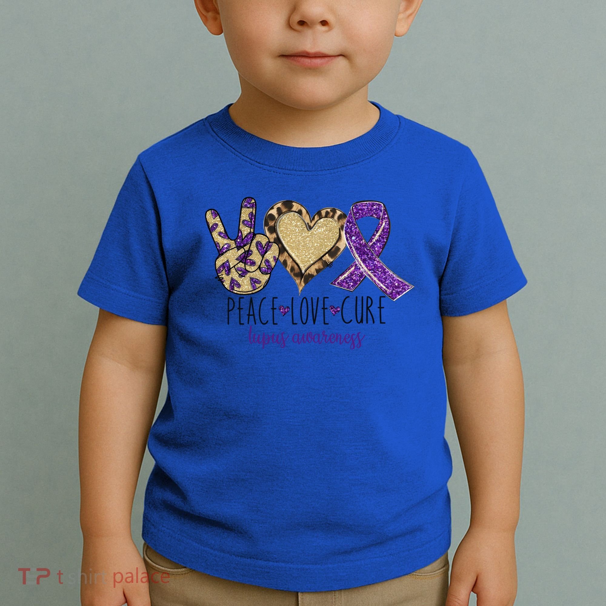Peace Love Cure Lupus Awareness Purple Ribbon Leopard Gift Toddler T-Shirt