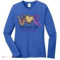 Peace Love Cure Lupus Awareness Purple Ribbon Leopard Gift Women's Long Sleeve Shirt thumb 0