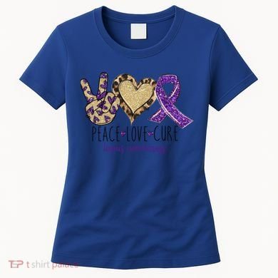 Peace Love Cure Lupus Awareness Purple Ribbon Leopard Gift Women's T-Shirt
