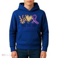 Peace Love Cure Lupus Awareness Purple Ribbon Leopard Gift Kids Hoodie thumb 4