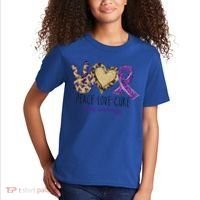 Peace Love Cure Lupus Awareness Purple Ribbon Leopard Gift Kids T-Shirt thumb 2