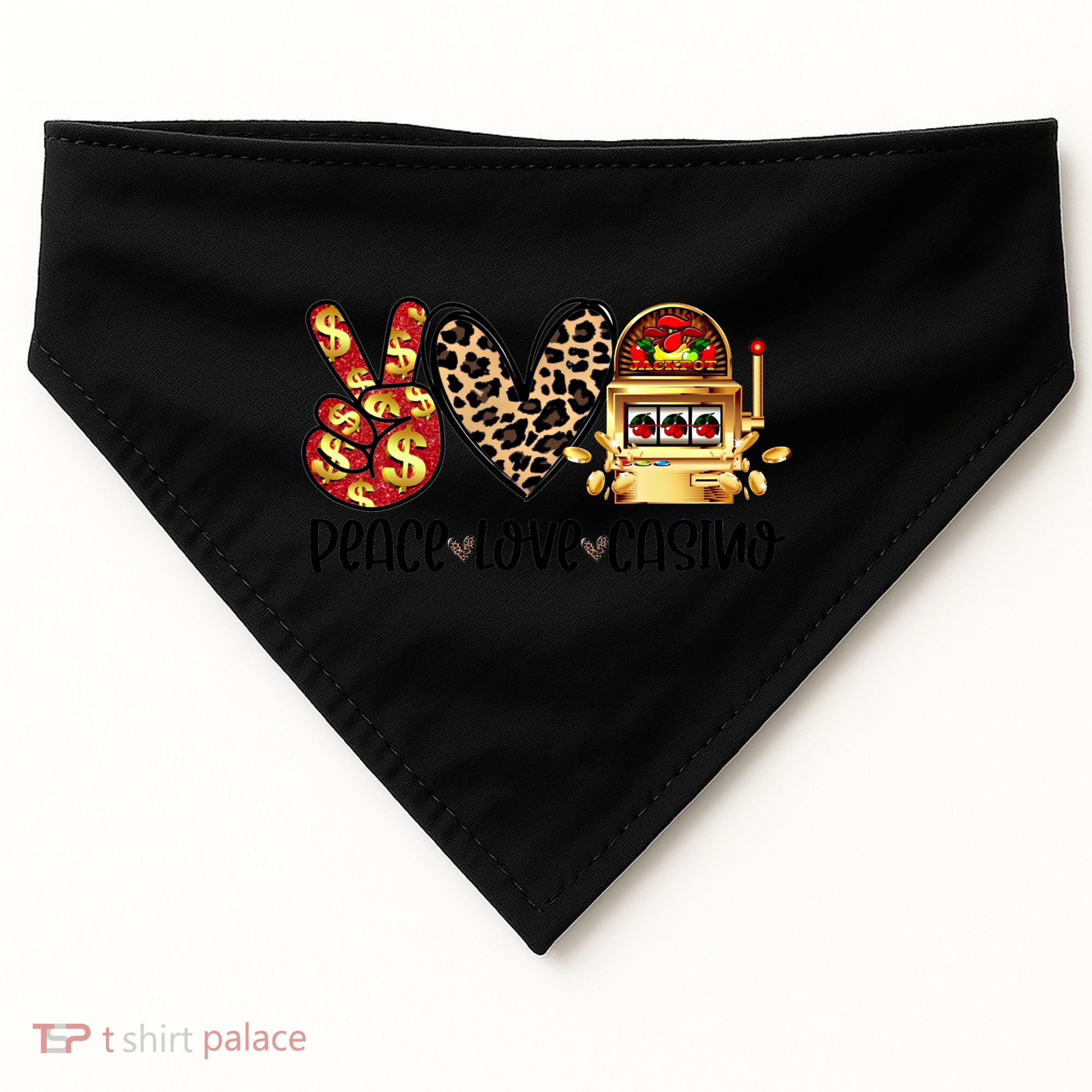 Peace Love Casino Slot Machine Win Money Lucky Meaningful Gift USA-Made Doggie Bandana