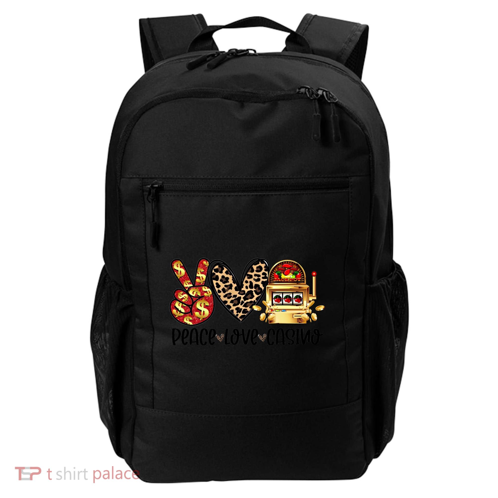 Peace Love Casino Slot Machine Win Money Lucky Meaningful Gift Backpack