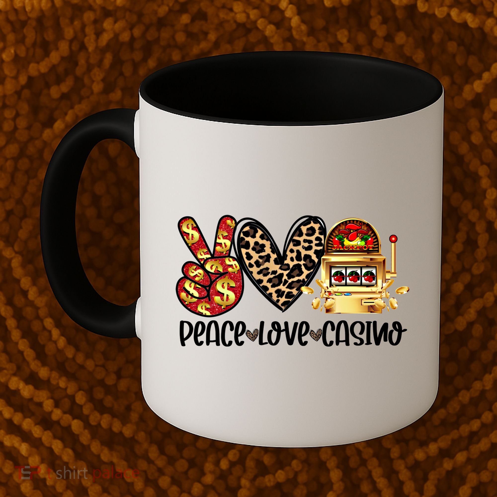 Peace Love Casino Slot Machine Win Money Lucky Meaningful Gift Coffee Mug
