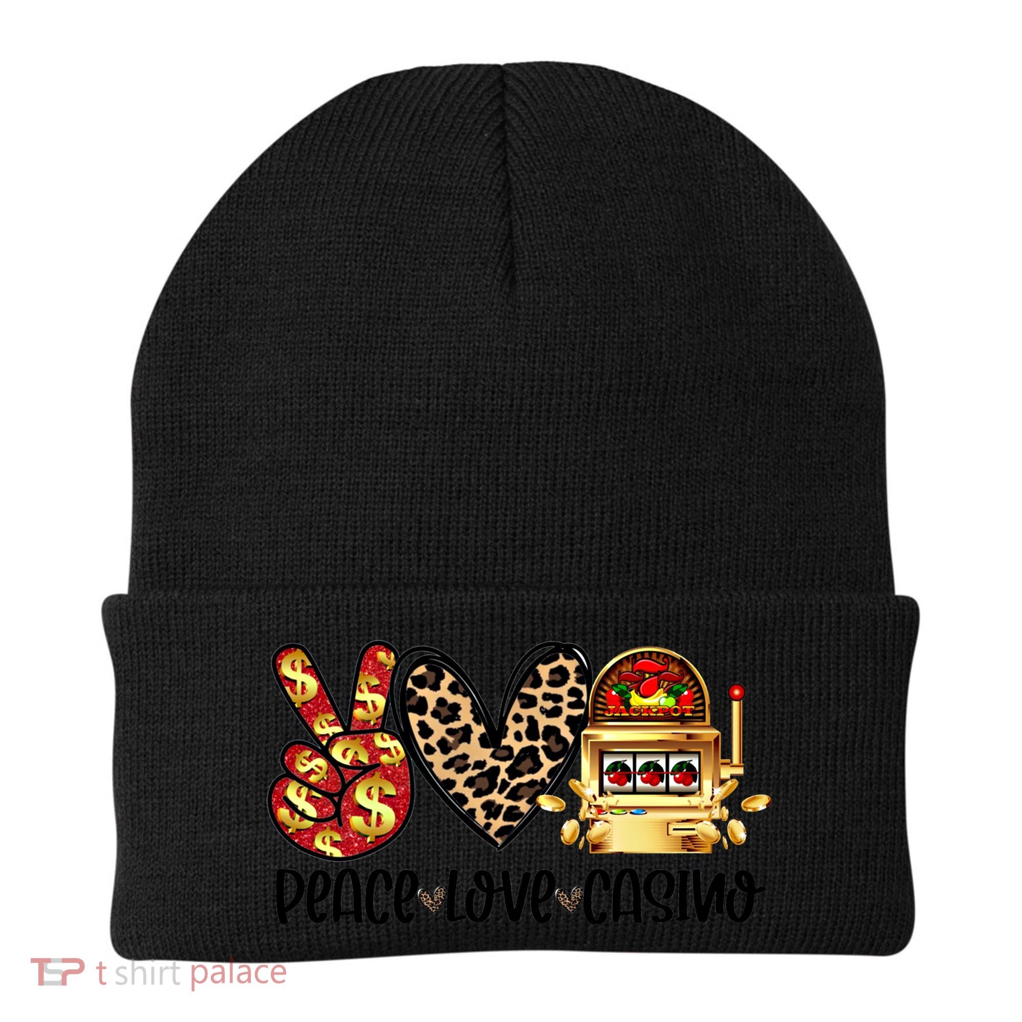 Peace Love Casino Slot Machine Win Money Lucky Meaningful Gift Beanie