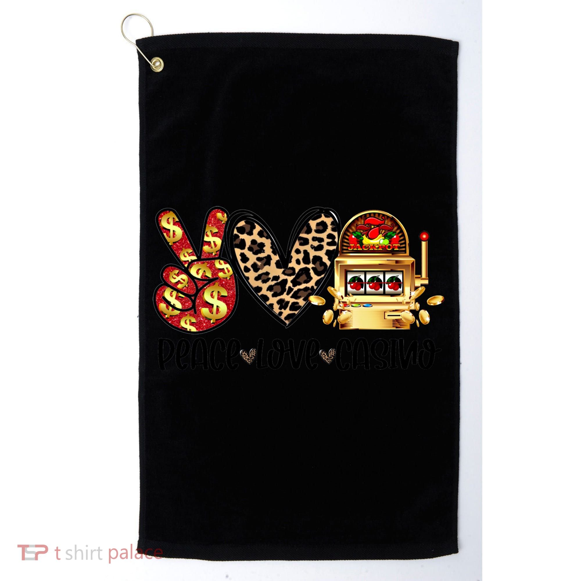 Peace Love Casino Slot Machine Win Money Lucky Meaningful Gift Golf Towel