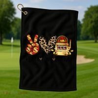 Peace Love Casino Slot Machine Win Money Lucky Meaningful Gift Golf Towel thumb 1
