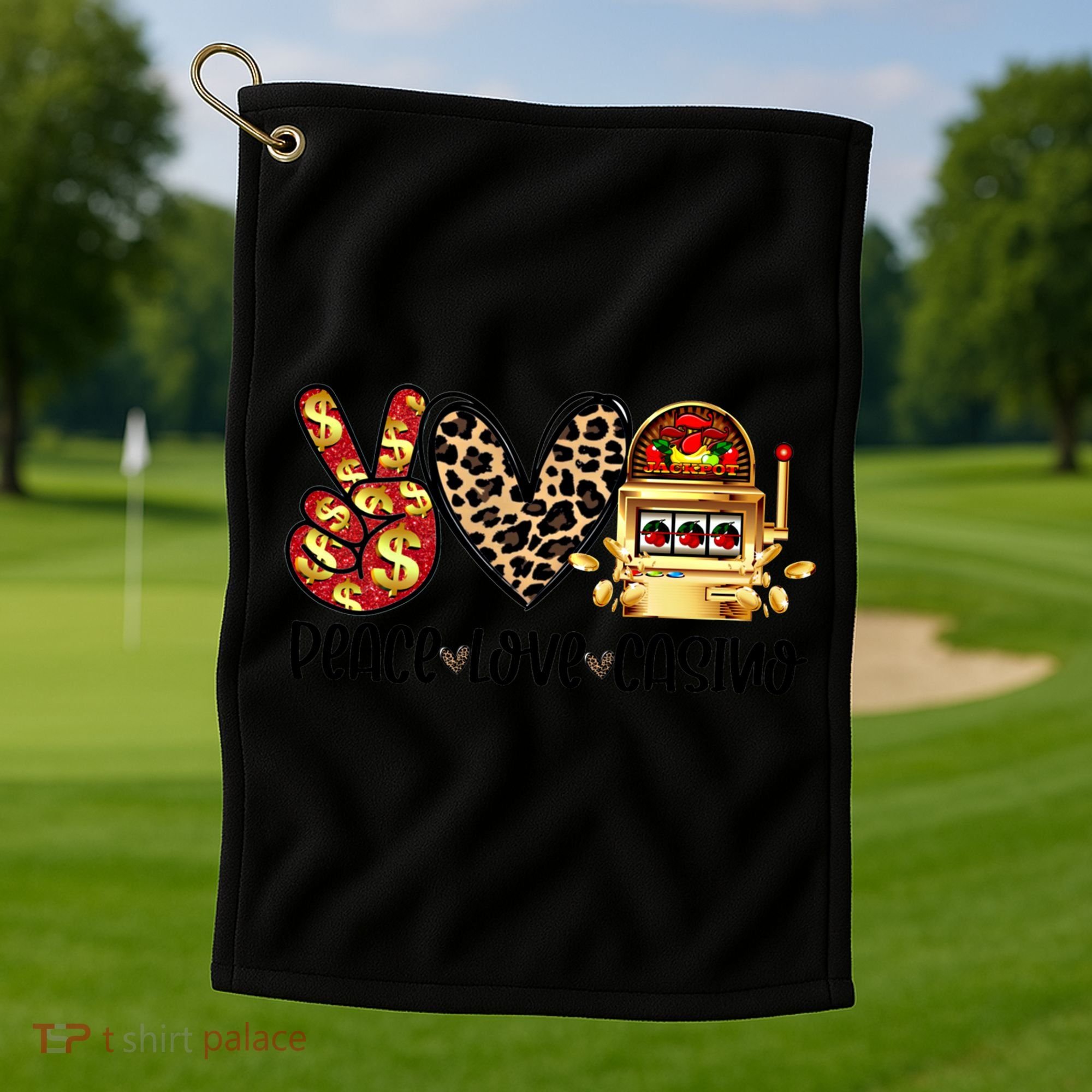 Peace Love Casino Slot Machine Win Money Lucky Meaningful Gift Golf Towel