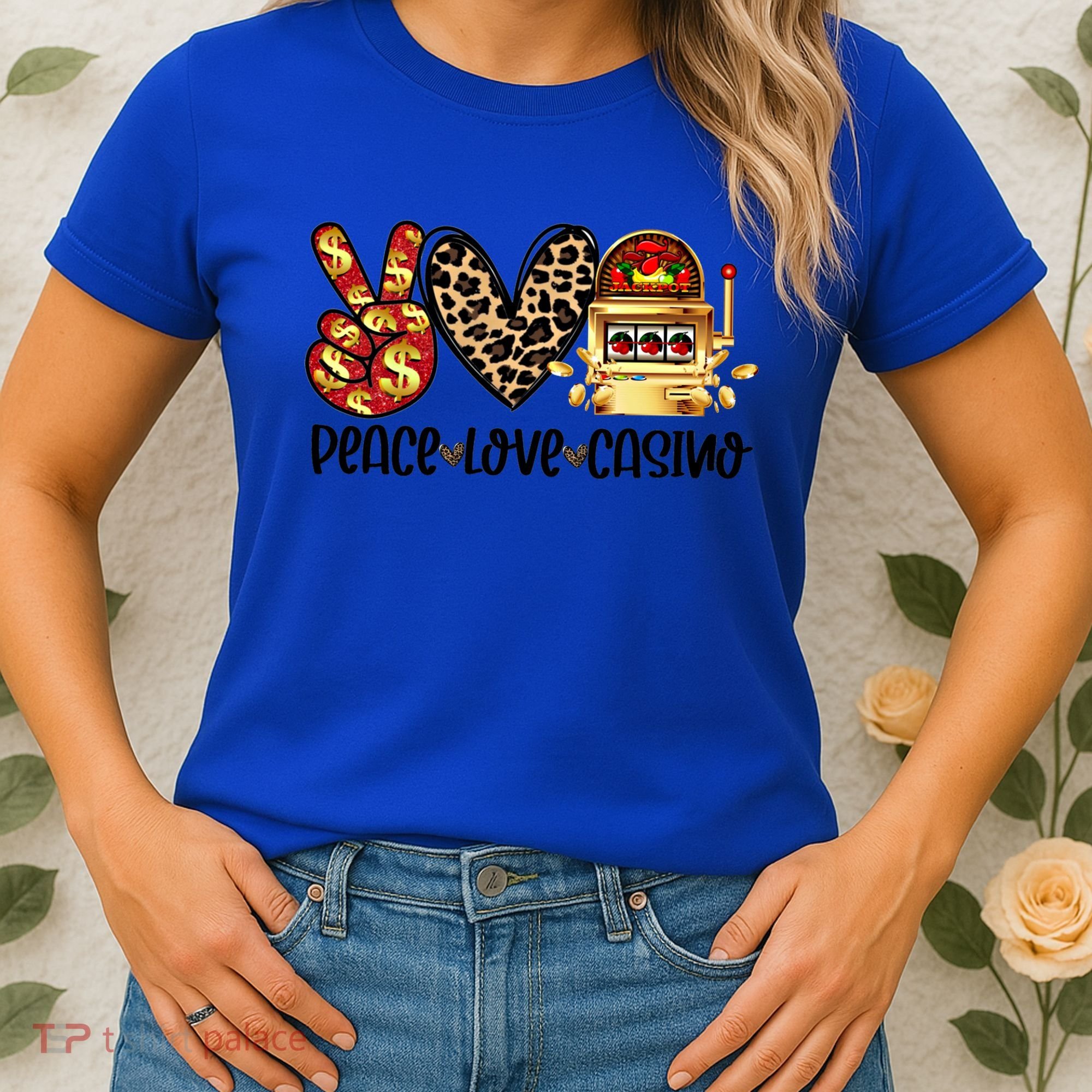 Peace Love Casino Slot Machine Win Money Lucky Meaningful Gift Women's T-Shirt