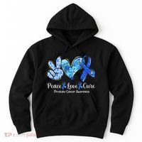 Peace Love Cure Blue Ribbon Prostate Cancer Awareness S Hoodie thumb 0