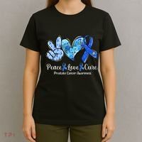 Peace Love Cure Blue Ribbon Prostate Cancer Awareness S T-Shirt thumb 4