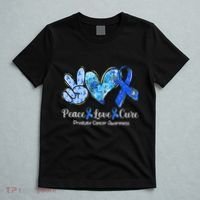 Peace Love Cure Blue Ribbon Prostate Cancer Awareness S T-Shirt thumb 5