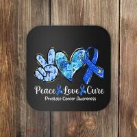 Peace Love Cure Blue Ribbon Prostate Cancer Awareness S Coaster thumb 0