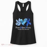 Peace Love Cure Blue Ribbon Prostate Cancer Awareness S Women's Tank Top thumb 0