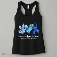 Peace Love Cure Blue Ribbon Prostate Cancer Awareness S Women's Tank Top thumb 3