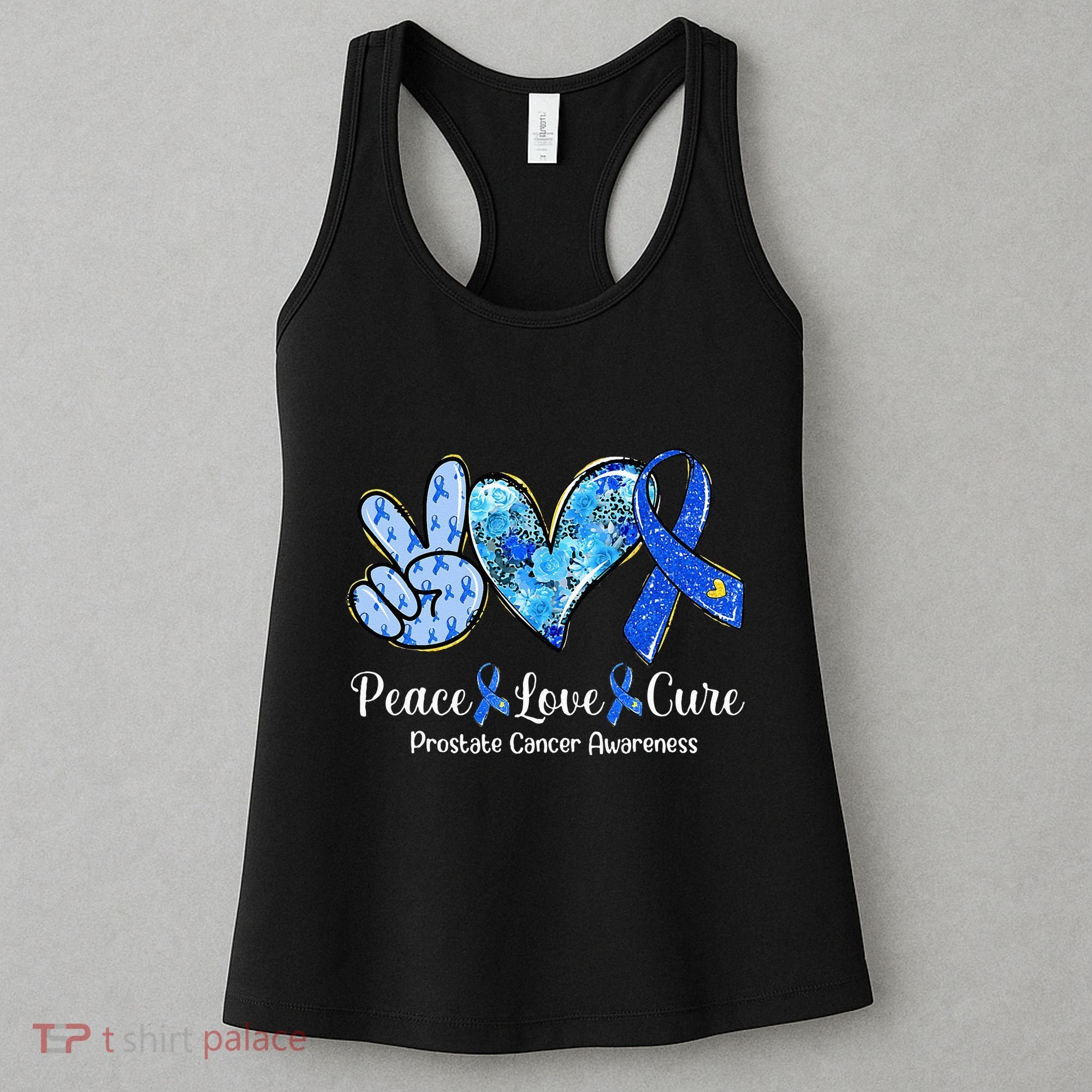 Peace Love Cure Blue Ribbon Prostate Cancer Awareness S Women's Tank Top