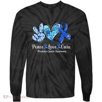 Peace Love Cure Blue Ribbon Prostate Cancer Awareness S Tie-Dye Long Sleeve Shirt thumb 0