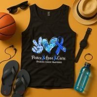 Peace Love Cure Blue Ribbon Prostate Cancer Awareness S Tank Top thumb 4