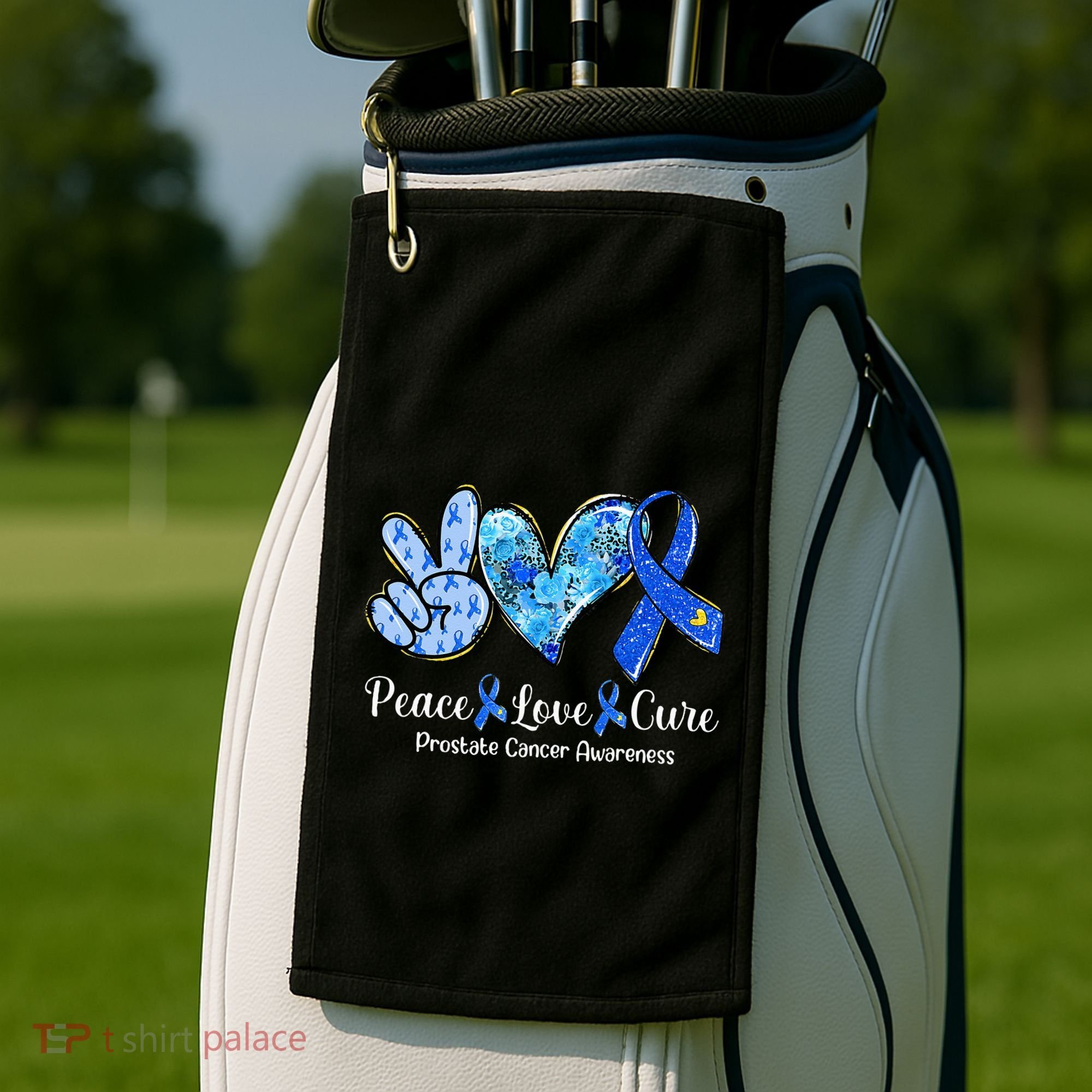 Peace Love Cure Blue Ribbon Prostate Cancer Awareness S Golf Towel