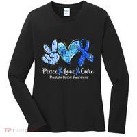 Peace Love Cure Blue Ribbon Prostate Cancer Awareness S Women's Long Sleeve Shirt thumb 0