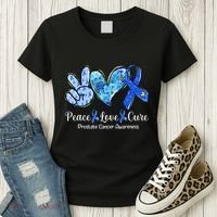Peace Love Cure Blue Ribbon Prostate Cancer Awareness S Women's T-Shirt thumb 3