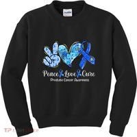 Peace Love Cure Blue Ribbon Prostate Cancer Awareness S Kids Sweatshirt thumb 0
