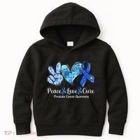 Peace Love Cure Blue Ribbon Prostate Cancer Awareness S Kids Hoodie thumb 0