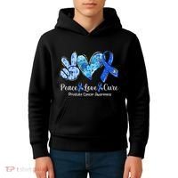 Peace Love Cure Blue Ribbon Prostate Cancer Awareness S Kids Hoodie thumb 4