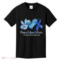 Peace Love Cure Blue Ribbon Prostate Cancer Awareness S Kids T-Shirt thumb 0