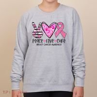 Peace Love Cure Breast Cancer Awareness Pink Ribbon Tie Dye Women's Sweatshirt thumb 0