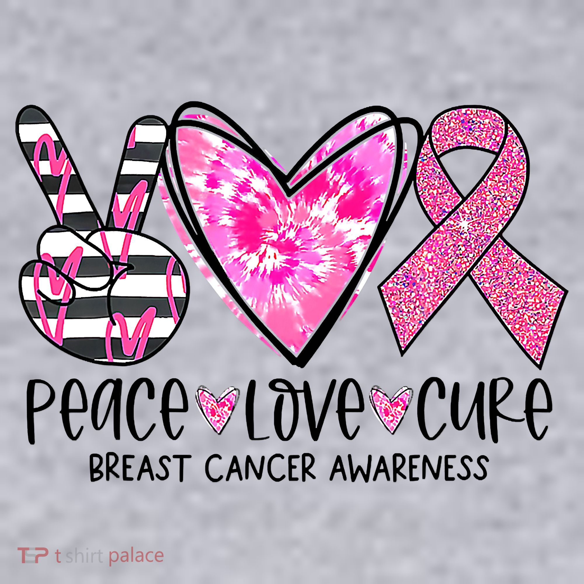 Peace Love Cure Breast Cancer Awareness Pink Ribbon Tie Dye Women's Sweatshirt