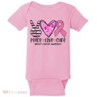 Peace Love Cure Breast Cancer Awareness Pink Ribbon Tie Dye Baby Bodysuit thumb 0