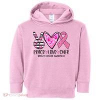 Peace Love Cure Breast Cancer Awareness Pink Ribbon Tie Dye Toddler Hoodie thumb 0