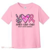 Peace Love Cure Breast Cancer Awareness Pink Ribbon Tie Dye Toddler T-Shirt thumb 0