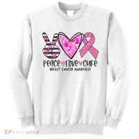 Peace Love Cure Breast Cancer Awareness Pink Ribbon Tie Dye Sweatshirt thumb 0