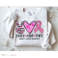 Peace Love Cure Breast Cancer Awareness Pink Ribbon Tie Dye Sweatshirt thumb 2