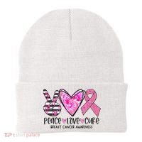 Peace Love Cure Breast Cancer Awareness Pink Ribbon Tie Dye Beanie thumb 0