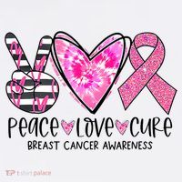Peace Love Cure Breast Cancer Awareness Pink Ribbon Tie Dye Women's Hoodie thumb 2