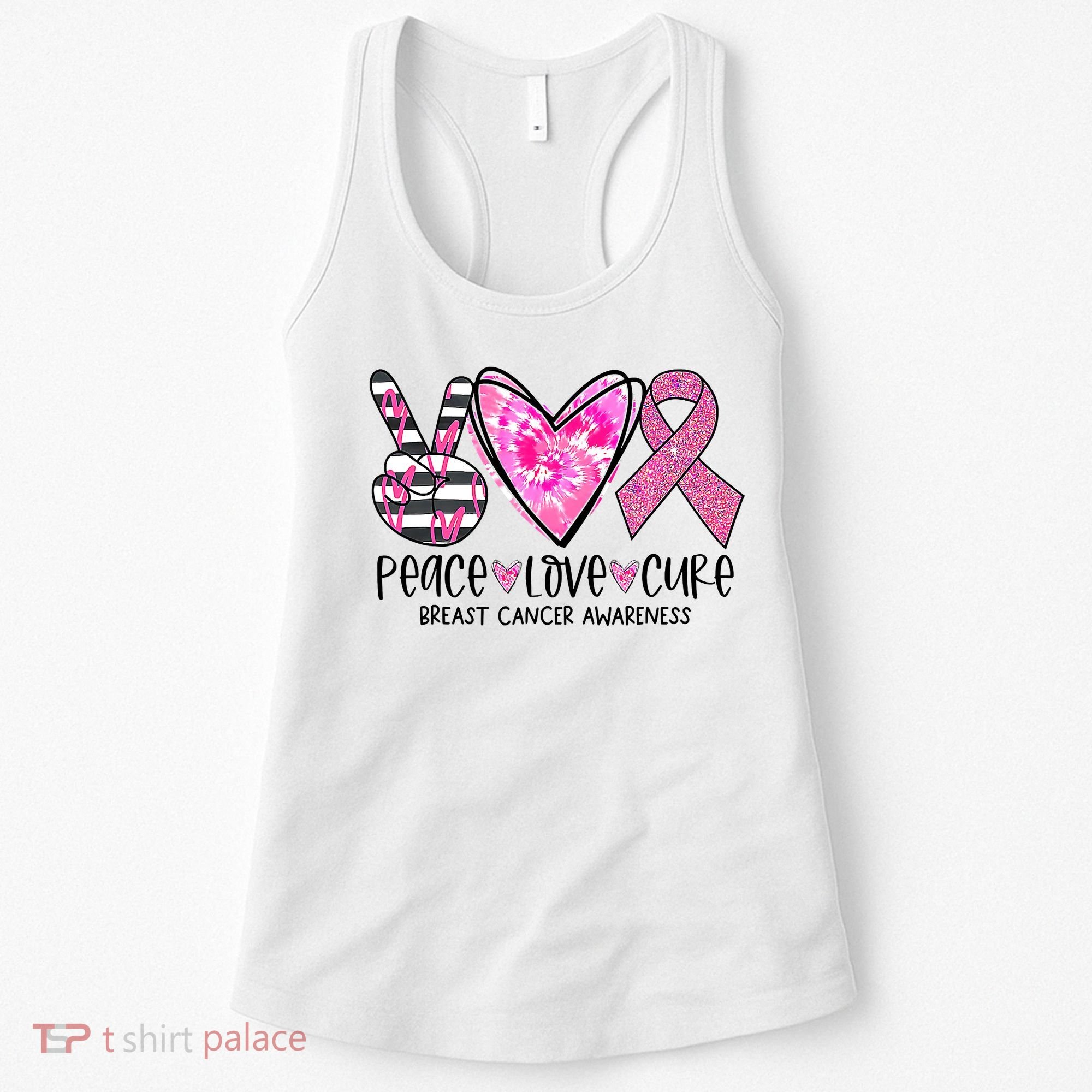 Peace Love Cure Breast Cancer Awareness Pink Ribbon Tie Dye Women's Tank Top