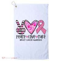 Peace Love Cure Breast Cancer Awareness Pink Ribbon Tie Dye Golf Towel thumb 0
