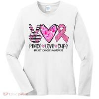 Peace Love Cure Breast Cancer Awareness Pink Ribbon Tie Dye Women's Long Sleeve Shirt thumb 0
