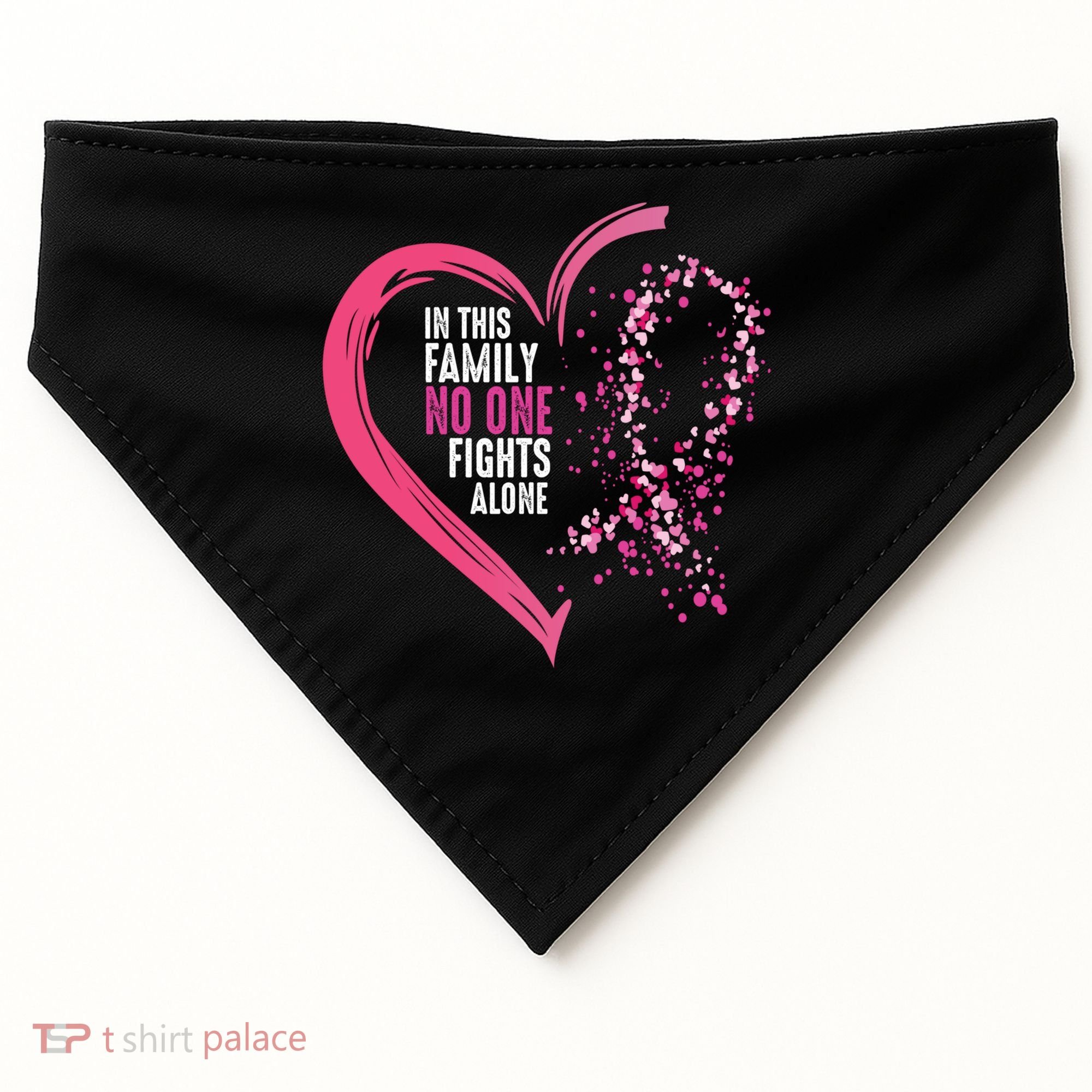 Peace Love Cure Hearted Pink Ribbon Breast Cancer Awareness Cool Gift USA-Made Doggie Bandana