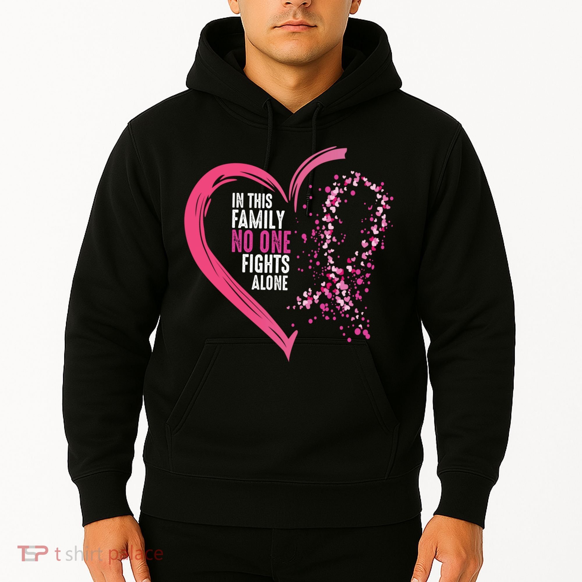 Peace Love Cure Hearted Pink Ribbon Breast Cancer Awareness Cool Gift Hoodie
