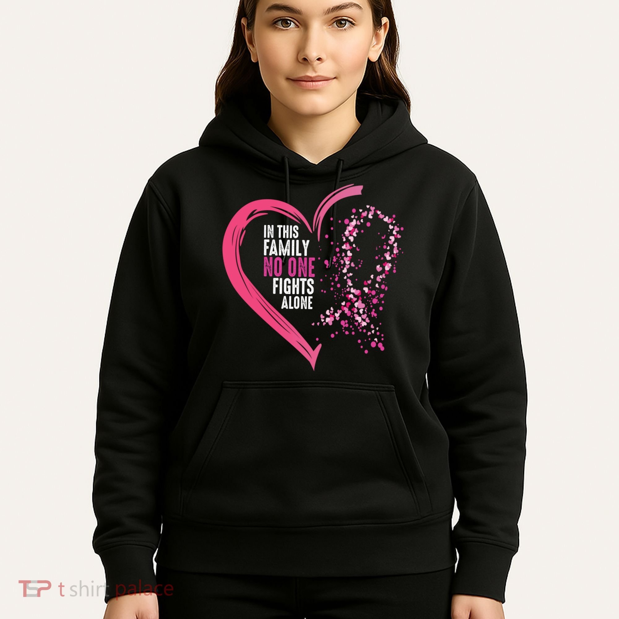 Peace Love Cure Hearted Pink Ribbon Breast Cancer Awareness Cool Gift Hoodie