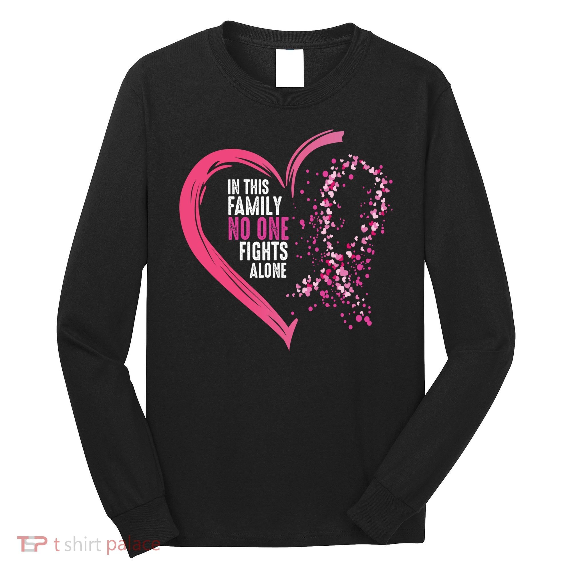 Peace Love Cure Hearted Pink Ribbon Breast Cancer Awareness Cool Gift Long Sleeve Shirt