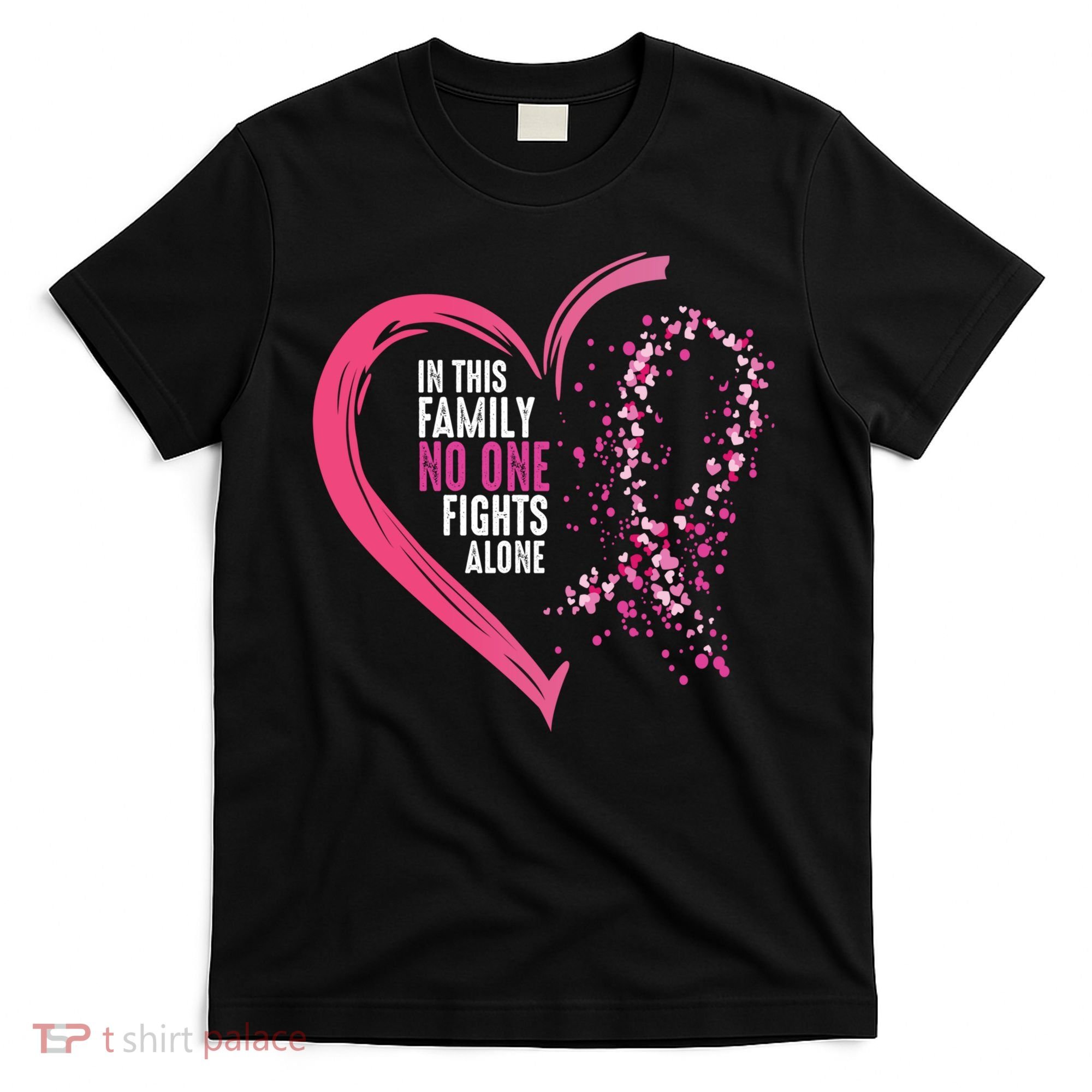 Peace Love Cure Hearted Pink Ribbon Breast Cancer Awareness Cool Gift T-Shirt