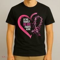 Peace Love Cure Hearted Pink Ribbon Breast Cancer Awareness Cool Gift T-Shirt thumb 3